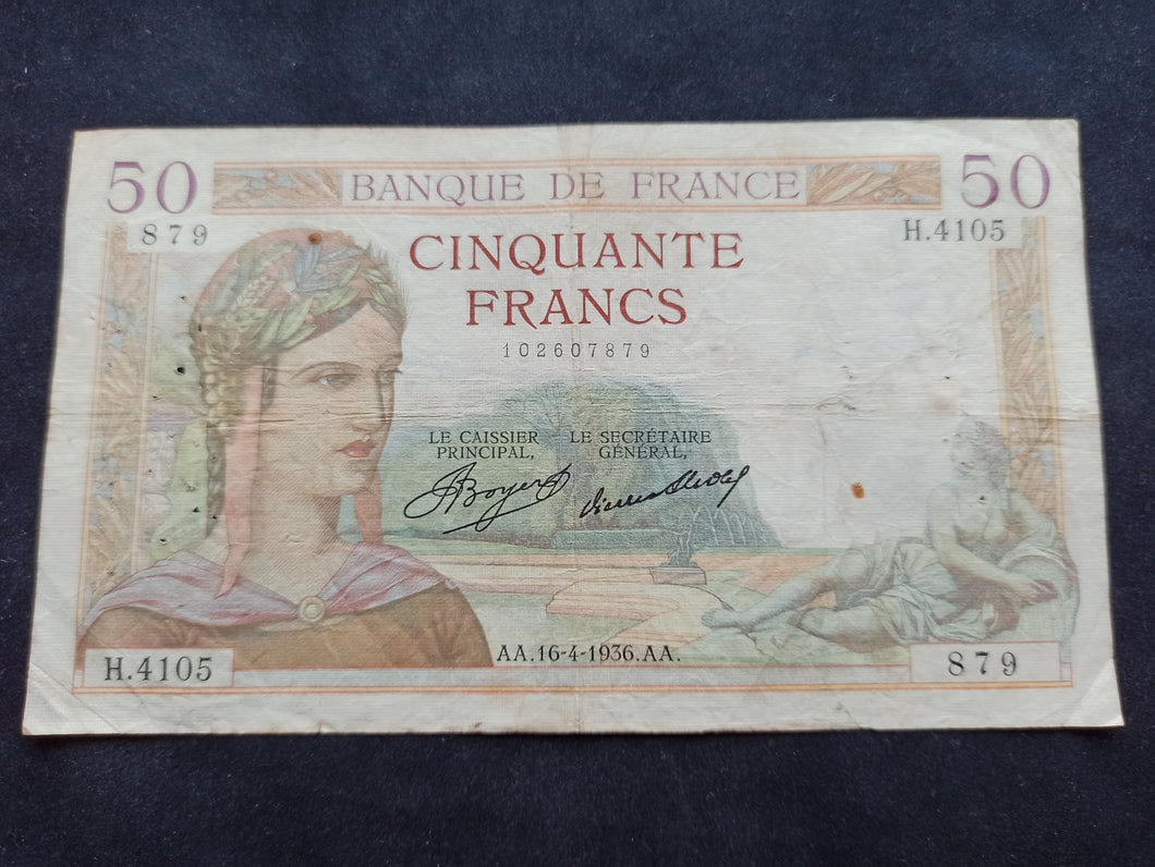 50 Francs Cérès (16-4-1936)