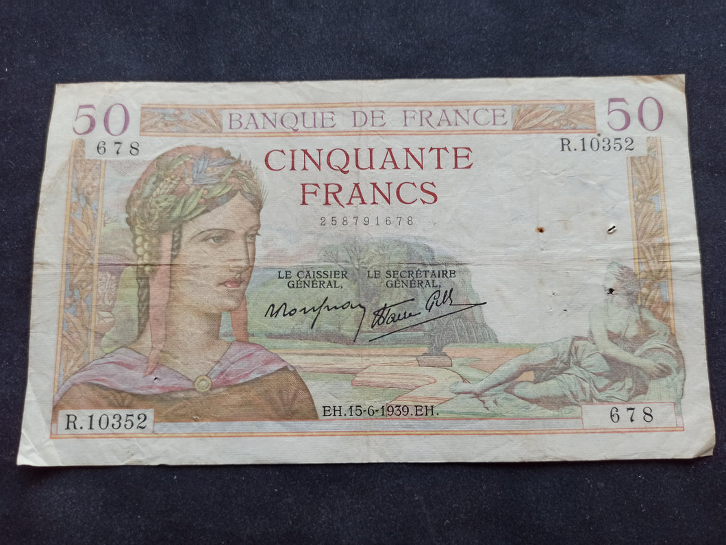 50 Francs Cérès (15-6-1939)