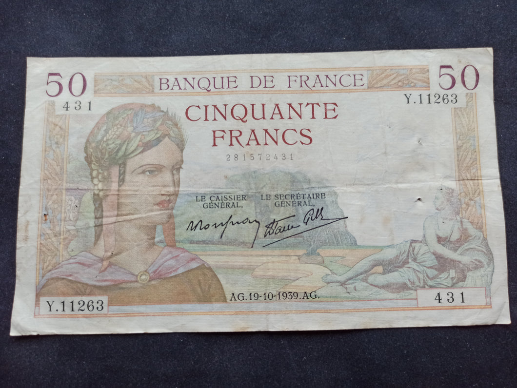 50 Francs Cérès (19-10-1939)
