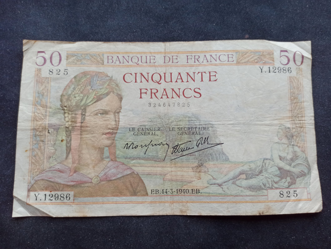 50 Francs Cérès (14-3-1940)