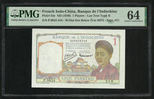 Charger l&#39;image dans la galerie, French Indochina : 1 Piastre 1949 ; PMG : Choice UNC 64
