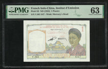 Charger l&#39;image dans la galerie, French Indochina : 1 Piastre 1953 ; PMG : Choice UNC 63
