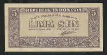 Charger l&#39;image dans la galerie, Indonésie : 5 Sen 1945 NEUF
