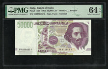 Charger l&#39;image dans la galerie, Italy : 50000 Lire 1992 ; PMG : Choice UNC 64 ; EPQ
