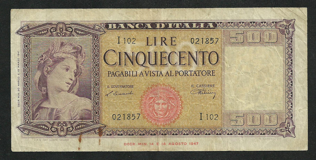 Italie : 500 Lire 1947