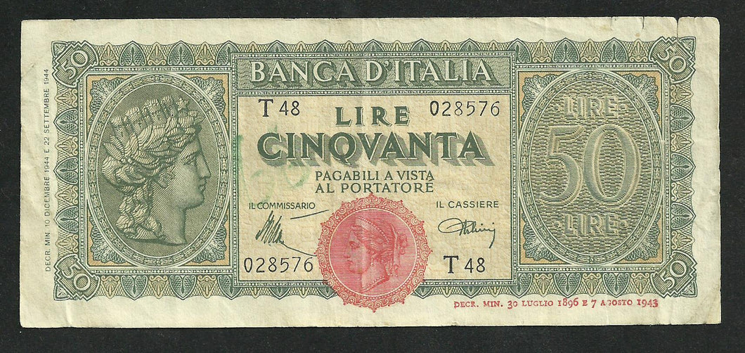 Italie : 50 Lira 1944