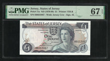 Charger l&#39;image dans la galerie, Jersey : One Pound 1976-88 ; PMG : Superb Gem UNC 67 ; EPQ
