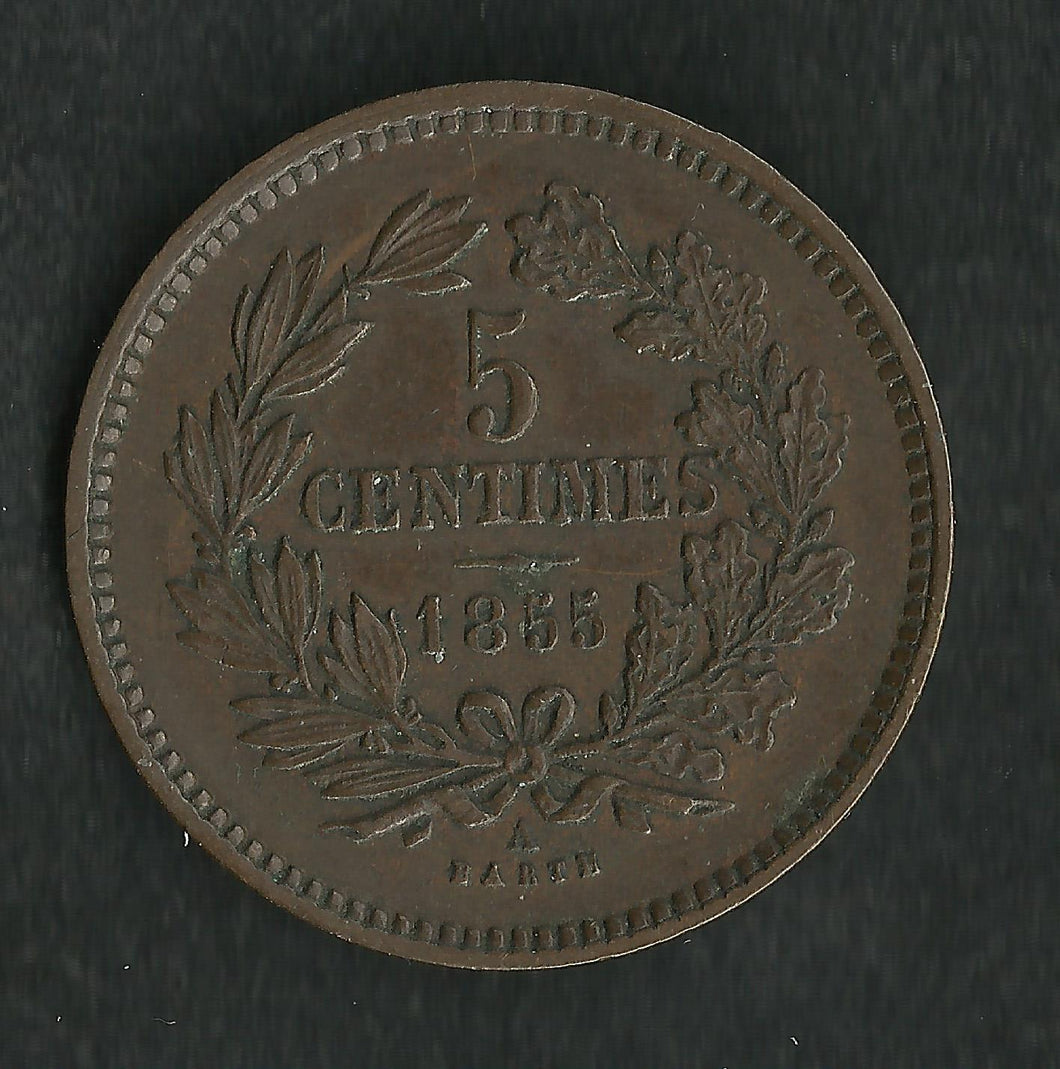 Luxembourg : 5 Centimes 1855 ; Qualité