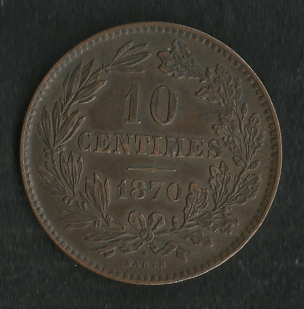 Luxembourg : 10 Centimes 1870 Qualité