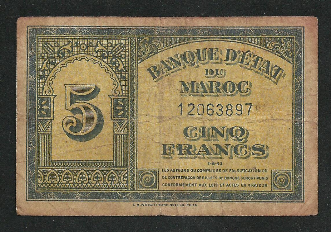 Maroc : 5 Francs 1943
