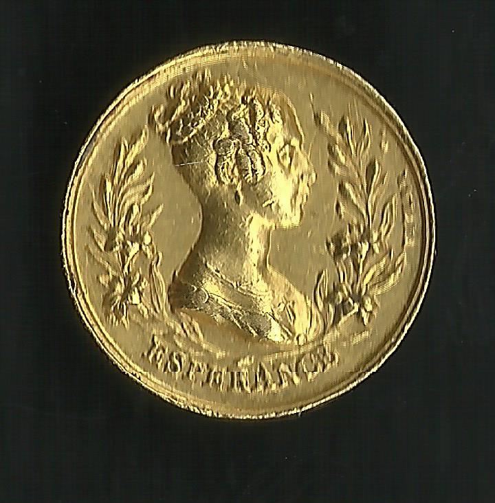 Médaille Or Henri V : Duc de Berry : Regrets & Espérance par Vivier 1820