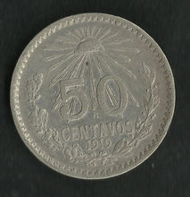 Charger l&#39;image dans la galerie, Mexique : 50 Centavos Argent 1919
