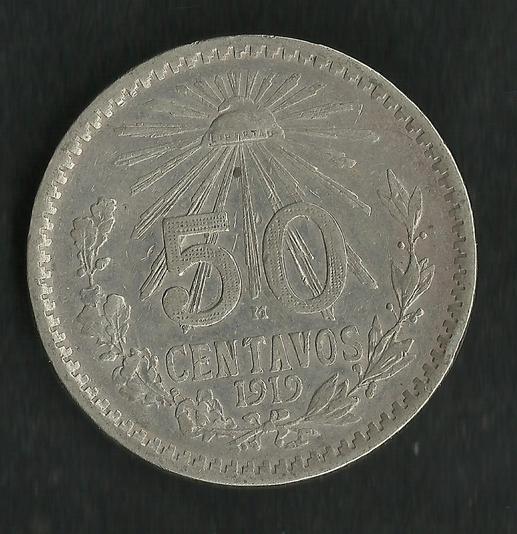 Mexique : 50 Centavos Argent 1919