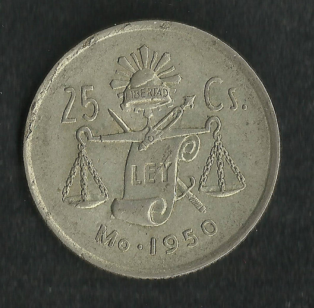Mexique : 25 Centavos Argent 1950 Mo