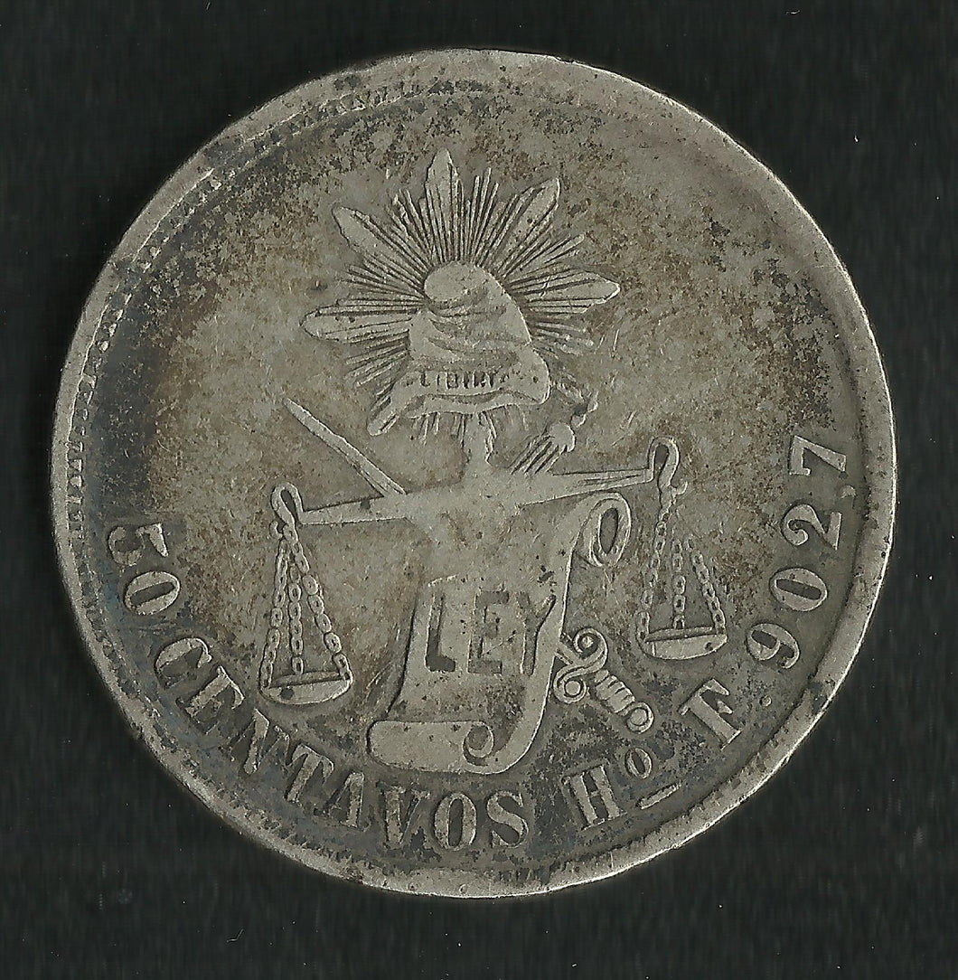 Mexique : 50 Centavos Argent 1876 HoF