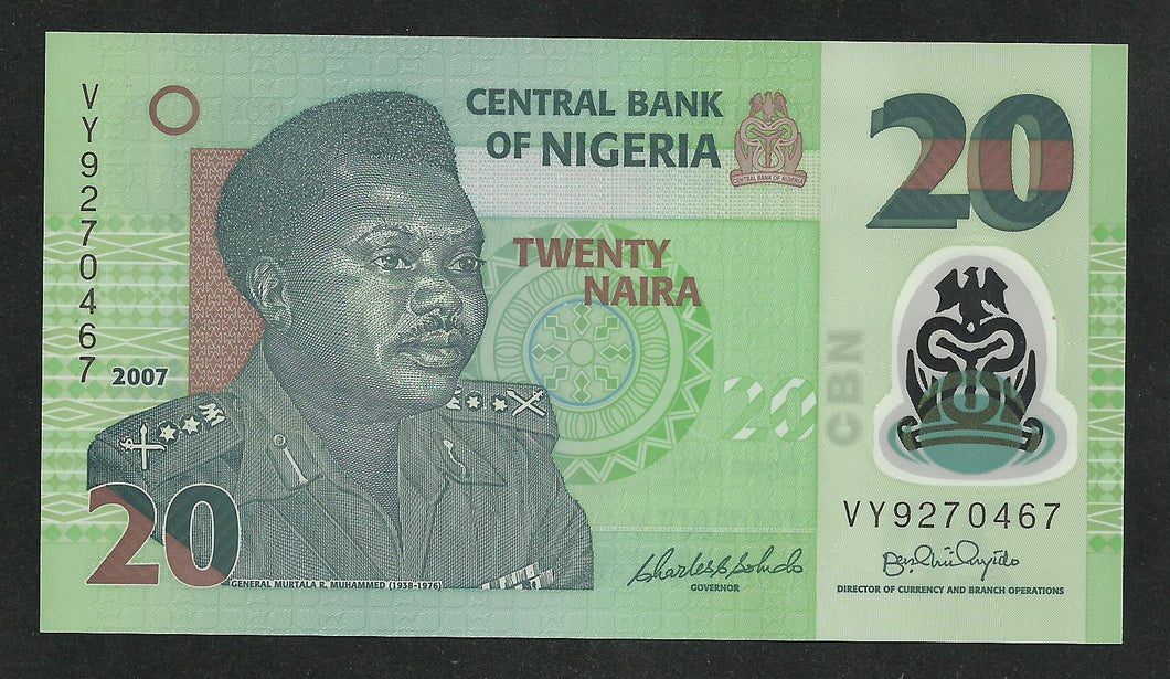 Nigeria : 20 Naira 2007 UNC ; Polymer