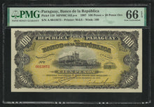 Charger l&#39;image dans la galerie, Paraguay : 100 Pesos 1907 ;  PMG : Gem UNC 66 ; EPQ
