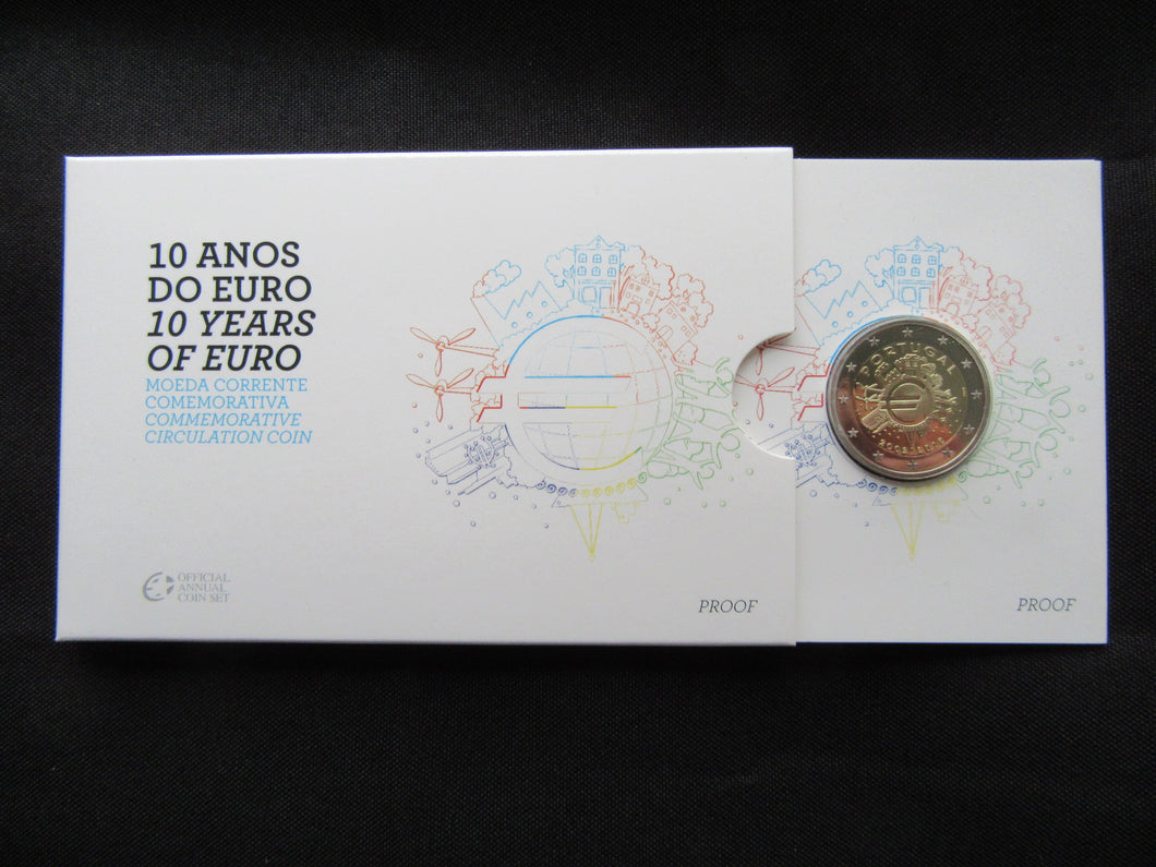 2 Euro Commémorative Coincard BE Portugal 2012 : 10 Ans de L'Euro