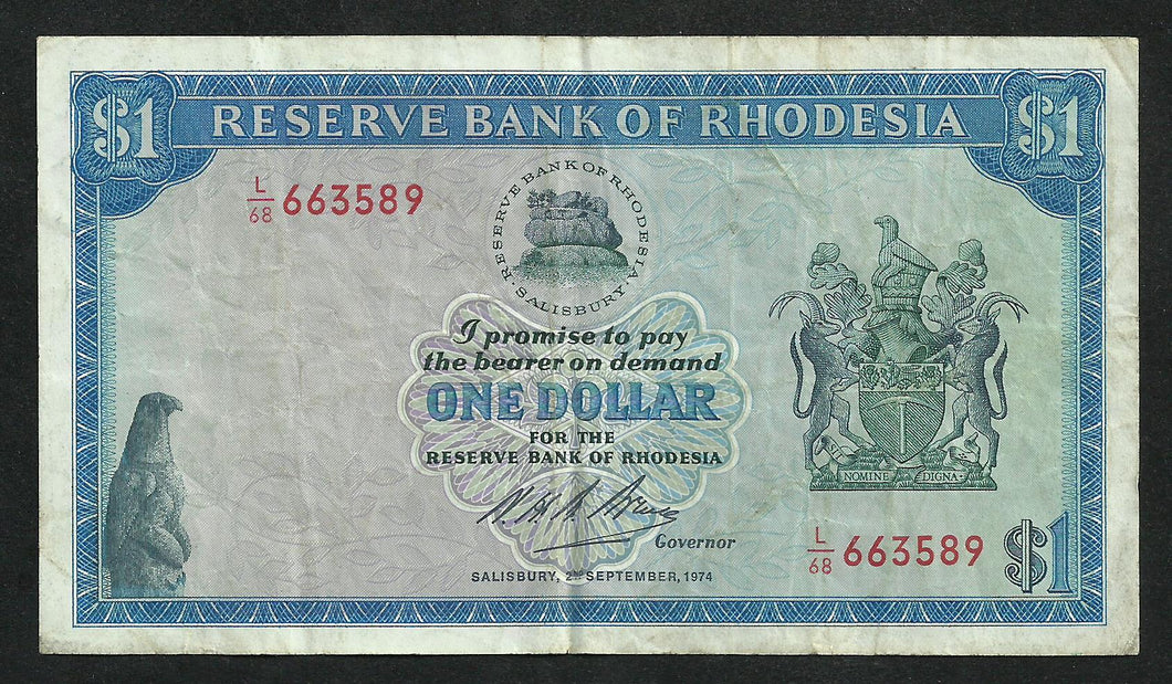 Rhodésie : 1 One Dollar 1974