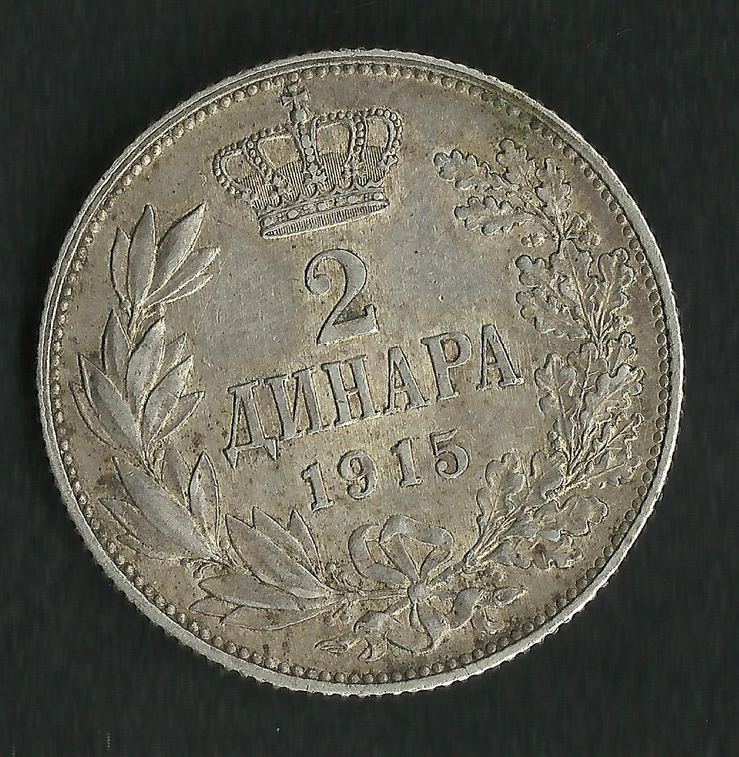 Serbie : 2 Dinara 1915 Argent