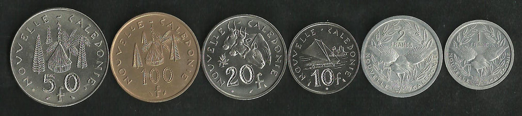 Nouvelle Calédonie : Série de 6 Pièces : 100 Francs à 1 Franc ; Qualité