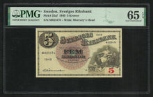 Charger l&#39;image dans la galerie, Sweden : 5 Kronor 1949 ; PMG : Gem UNC 65 ; EPQ
