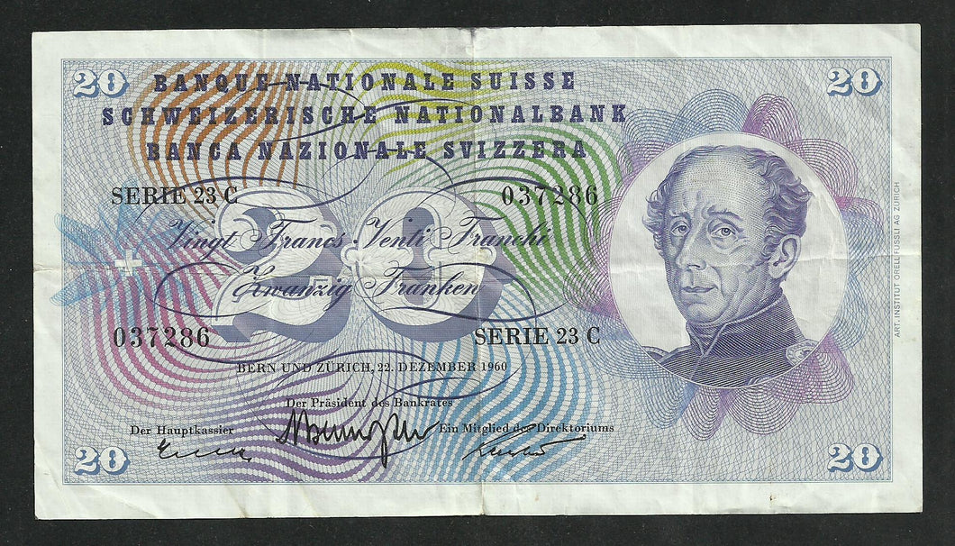 Suisse : 20 Francs 1960