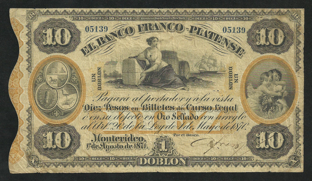 Uruguay : 1 Doblon 1871