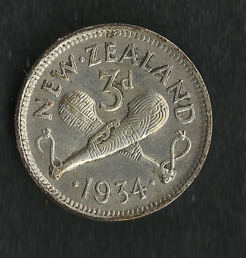 Nouvelle Zélande  : 3 pence Argent 1934 ; Qualité